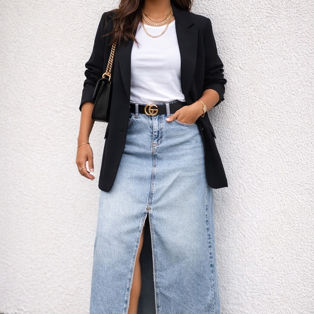 Women's Denim Maxi Skirt BDG Urban Outfitters Maxi Skirt‎ - Medium- CutOut